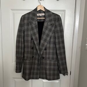 Free People Ashby Plaid Blazer (Charcoal Checkered Blazer)
